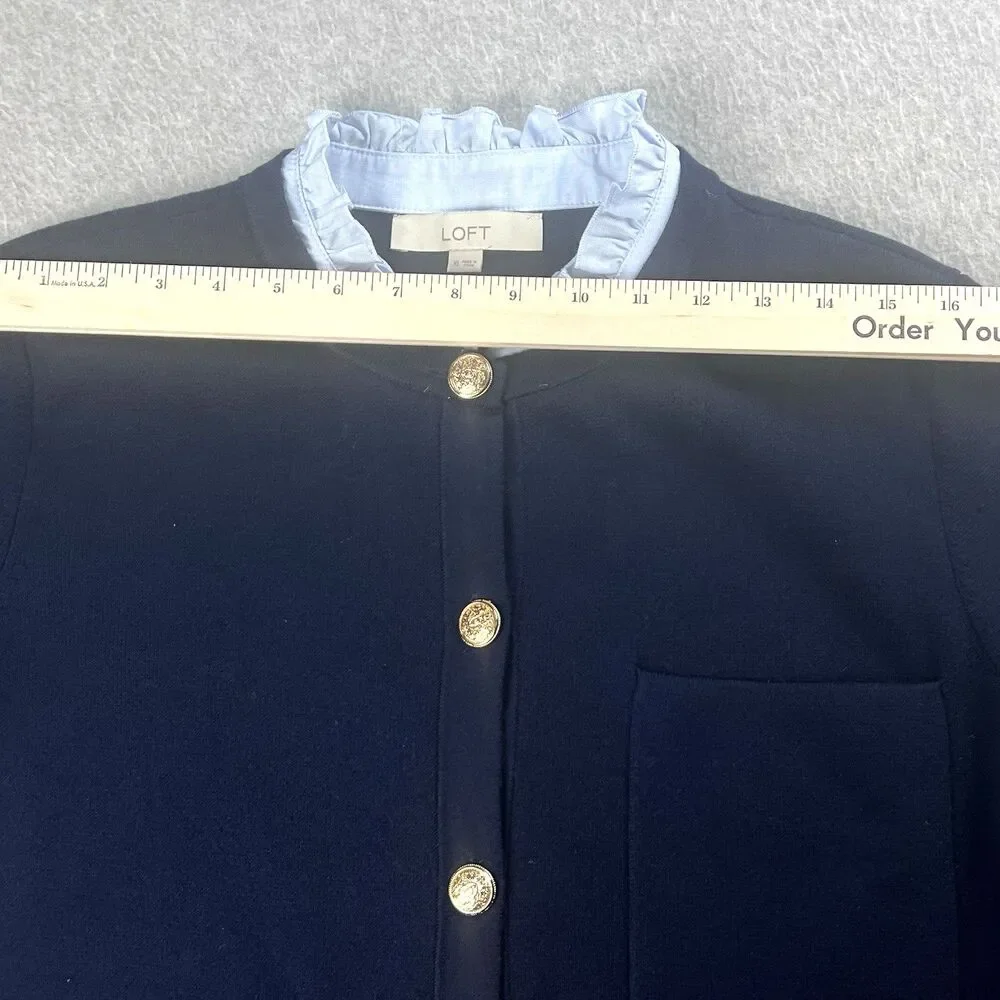 $$SOLD:SE041026$$ Womens XL Navy Button Up Cardigan Workwear Fall Casual - Picture 4 of 12